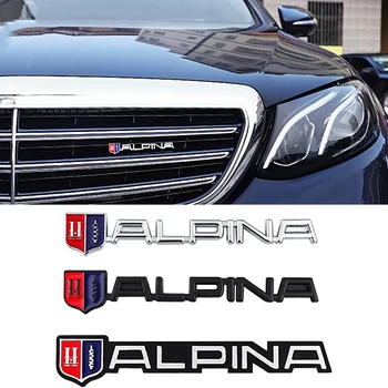 3D Metal ALPINA Carta de Carro Adesivos Adesivos Capô Dianteiro Grade Emblema da BMW Alpina M 3 5 B5 B6 X1 X3 X5 X6 Z E39 E46 E60 E90 E60