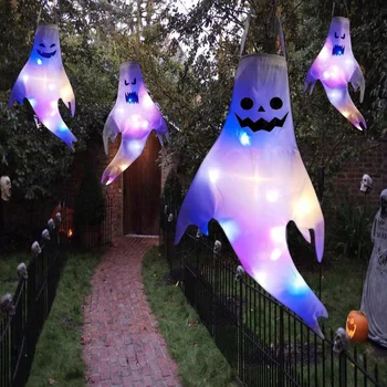 O Tamanho grande CONDUZIDO o Halloween Luz ao ar livre a Energia da Bateria Esqueleto Fantasma de Terror Careta Brilhante Festa Adereços de Decoração de Halloween