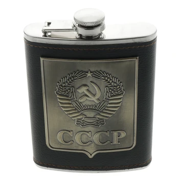 A Rússia De Alto Grau De Aço Inoxidável Do Hip Fask Álcool Uísque E Licor Recipiente De Uísque Da Garrafa Portátil De Copos