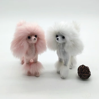 4 Polegadas Poodle Cor De Rosa Figura Simulação Cão De Pelúcia De Presente De Artesanato, Decoração Decoração Sala De Estar