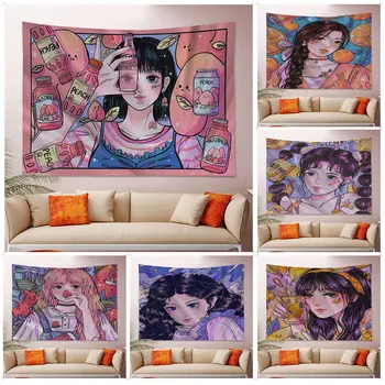 Menina Bonita Do Anime Tapeçaria Para A Sala De Casa Dormitório Decoração De Arte De Decoração De Casa