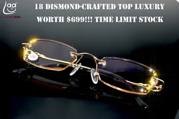 = CLARA VIDA = Senhoras da Moda de Luxo Diamante Arestas de Corte Ultra-Leve e sem aro Óculos de Leitura Com o Caso +1 +1.5 +2 +2.5 +3