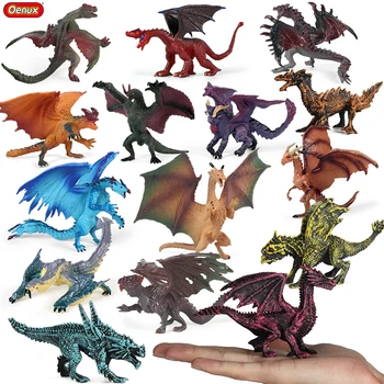 Oenux Pequeno Tamanho Original Selvagens Voando Magic Dragon Figuras de Ação Dinossauros Animais Modelo de PVC de Coleta de Crianças Brinquedo X-mas Presente