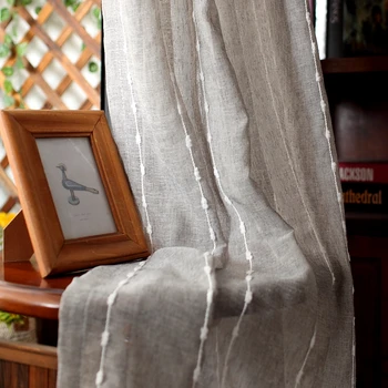 Moderno Brown Faixa bordada cortina de fios Para sala de estar, quarto de estudo cortina de fios de bordado faixa cortina cortina personalizada