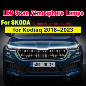Carro LED Strip Luzes de DRL Kit Para Skoda Kodiaq 2016-2023 Farol, luzes Diurnas de led 12V Com Start Scan Lâmpada Decorativa