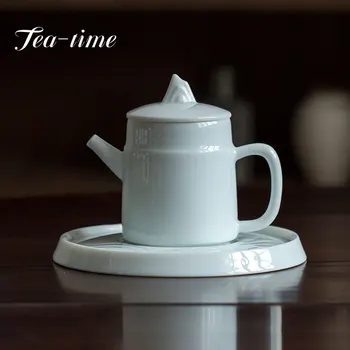 200ml Hutian Forno de Cerâmica Bule de Neblina Azul de Porcelana Branca Chaleira com Filtro Chinês Chá de Panela Família Kung Fu Teaware