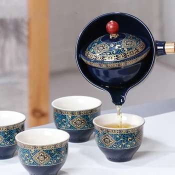 Portátil Bule de Cerâmica Com Alça de Madeira Laterais-alça de Panela Família Kung Fu Filtro de Chá Criativo Cerâmica Teaware Fazer Chá