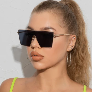 Oversized Quadrado Óculos de sol das Mulheres Punk Marca de Designer de Óculos de Sol dos Homens Vintage Grande Armação de Óculos Homens Gafas Sombra UV400