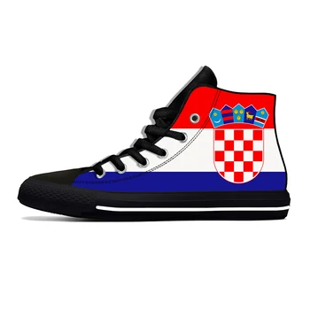 A croácia croata Bandeira da República Patriótica Moda Casual Pano de Sapatos de Alta Superior Respirável Leve Impressão 3D Homens Mulheres Tênis