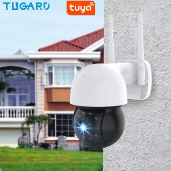 TUGARD C43 TUYA Impermeável Exterior wi-Fi Câmera de Vigilância 1080P Visão Noturna HD PTZ Onvif P2P de Áudio, Câmeras de Segurança CFTV