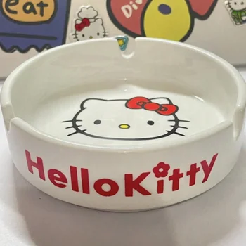 Sanrio Bonito Dos Desenhos Animados Hello Kitty Cat Cerâmica Cinzeiro Casa Simples, Sala De Estar Decorativo Decoração Menina Doce Presente Presente