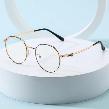 Óculos de Armação de Óculos Redondos Óptico Full Frame Aro de Liga de Óculos para Homens e Mulheres Prescrição de Óculos Óculos