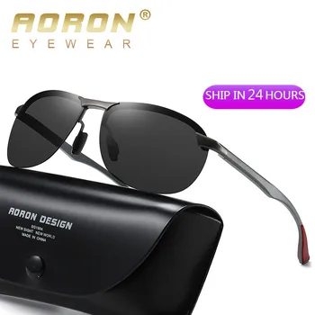 AORON Novo Quadro de Alumínio Óculos de Homens, Óculos de Sol Polarizados do Driver de Condução Óculos de sol UV400