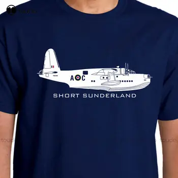 Aeroclassic Curto Sunderland Barco Voador T-Shirt Marca de Moda masculina Tops Streetwear Cor Sólida Camisas de Manga Curta