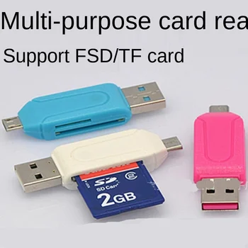 NOVO Micro USB e USB 2 em 1 OTG Leitor de Cartão de Alta velocidade USB2.0 Universal OTG TF/SD para Android Computador Cabeçalhos de Extensão