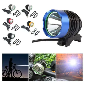 A Luz de bicicleta Farol Dianteiro do USB Recarregável do DIODO emissor de Luz de Bicicleta Waterproof a Lâmpada Moto Farol Lanterna Acessórios de Moto
