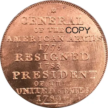 Estados unidos 1792 Washington Nasceu na Virgínia Cento Geral dos Exércitos Inversa, s.d., Baker 60 Planície Borda Vermelha Cobre Cópia moedas