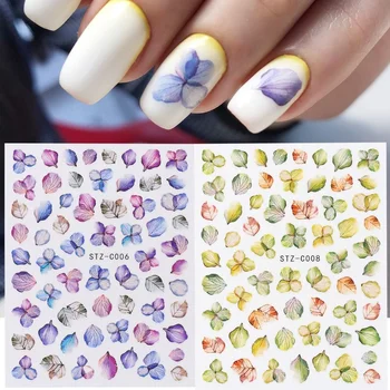 1 Folha Seca Flor de Lavanda Prego de Unhas Adesivos 3D de Flores Secas Folha Deslizante de Decoração de Unhas Manicure Adesivo Tatuagem de 2021