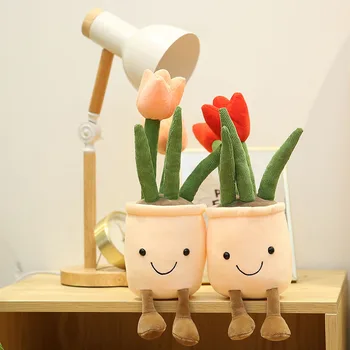 Tulipa Recheada de Bonecas Flor dos desenhos animados do Luxuoso dos Brinquedos do Quarto do Bebê em Casa Decorativos Bonitos Coisas Boneca Plushies Brinquedo para Crianças, Presentes de Aniversário