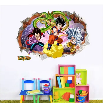 O Anime Dragon Ball Z Removível Adesivos de Parede Super Guko Vegeta 3D Adesivos de Viveiro de Decoração de Casa de Meninas Quartos, Sala de Arte Mural