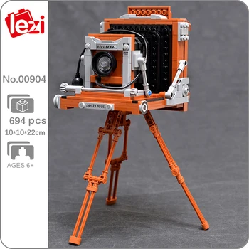 Lezi 00904 Flash de Luz Retro Câmera SLR Dobrável Suporte de Modelo de Máquina de DIY Mini Blocos de Tijolos de Construção de Brinquedo para as Crianças sem Caixa
