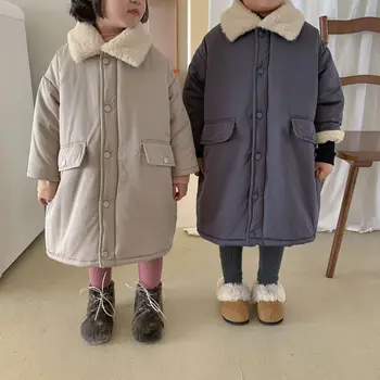 As meninas do Bebé Crianças Jaqueta casaco Outwear 2022 Legal Quentes, Além de Veludo Engrossar Inverno Outono Botões de Escola das Crianças Roupas Lã