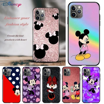 Bonito Mickey Mouse Caso de Telefone Para o iPhone da Apple 14 13 12 11 SE XR XS X 7 8 mini Plus Pro MAX 2020 Preto Macio FUnda TPU Cover