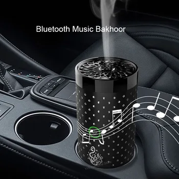 Árabe Carro Elétrico Queimador De Incenso Inteligente De Energia Usb Bakhoor Metal Mubkhar Mini Difusor De Aroma Música Carro Incensário Com Bluetooth
