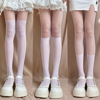 Menina japonesa Lolita meia-Calça Arrastão Mulheres de Verão Ultra-fino do Falso Sobre o Joelho Meias-Tubo de Contraste de Retalhos de Malha Meia-Calça