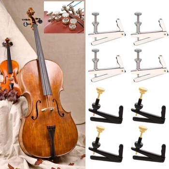 4Pcs/Set Violoncelo Sintonizador de Multa Violoncelo Partes Cadeia Ajustador Preto Prata para 3/4-4/4 Violoncelo, Instrumento Musical de Substituição, Acessórios