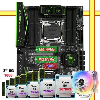 HUANANZHI placa-mãe DIY combinação X99-T8 placa-mãe com CPU Xeon E5 2678 V3 2696 V3 etc. bom cooler RAM 128 G(8*16G) 1866 RECC