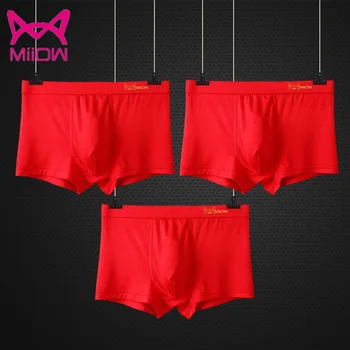 Miiow de roupa íntima para homens natal vermelho modal boxer shorts 3PC
