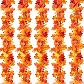 De 1,75 M Red Maple Folha De Videira Garland Decoração De Outono De Ação De Graças Outono Decoração De Suspensão Exterior Do Cipó Artificial Maple Leaf