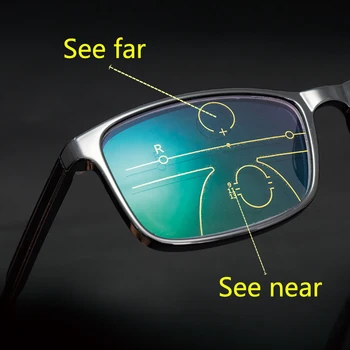 2020 Mais Recentes Progressiva Óculos De Leitura Homens Anti Luz Azul Fotossensíveis Multifocal Presbiopia Copos Cheios De Quadro Preto +1.5
