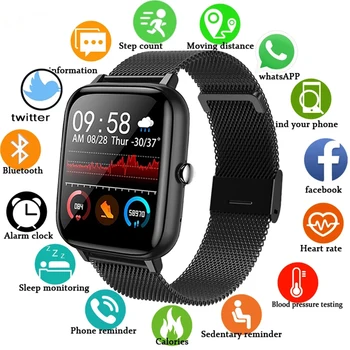 2021 Smart Watch Homens Mulheres Pressão Arterial frequência Cardíaca de Fitness Tracker Pulseira Esporte Smartwatch Relógio Inteligente Relógio Para Android IOS