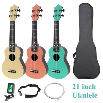 De 21 Polegadas Ukulele Soprano Acústico Ukelele 4 Cordas de Guitarra Havaiana com Bag duplo Sintonizador de Cinta para Crianças de Presente de Música Novato