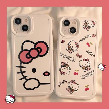 Bonito Kawaii Sanrio Hello Kitty Casos de Telefone Para o iPhone 13 12 11 Pro Max XR XS MAX X Y2k de banda desenhada da Menina à prova de Choque Soft Shell de Presente