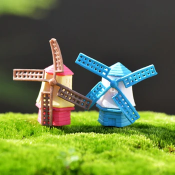 1Pc em Miniatura Moss Garrafa Moinho de vento DIY Micro Paisagem Ecologia Moinho de vento Ornamentos Modelo Carnuda Decorações do Jardim Aleatória
