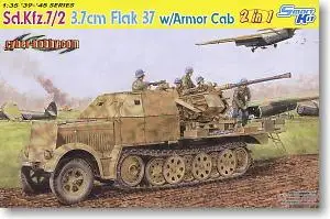 Dragão 6542 escala 1/35 WW.II alemão Sd.Kfz.7/2 8t Meia-pista de 3,7 cm Flak37 AA Arma