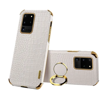 Telefone de couro Case Para Samsung Galaxy S21 Ultra S20 FE Plus Câmera, Protetor Funda Para Samsung Nota 20 Ultra S21 Caso Com Anel