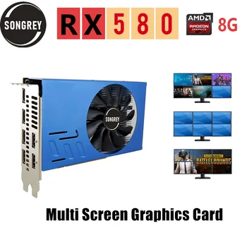 SONGREY AMD RX 580 8gb R7 350 Placa Gráfica Multi - display 2048SP GDDR5 256bit 6 HDMI Multi Tela de Splicing Placa de Vídeo GPU EDID