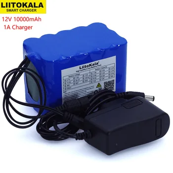 Liitokala 12V 10Ah 18650 li-lon bateria 12,6 V 10000mAh com o BMS-Proteção de Circuito da Placa DC 5.5*2.1 mm+ 1A Carregador