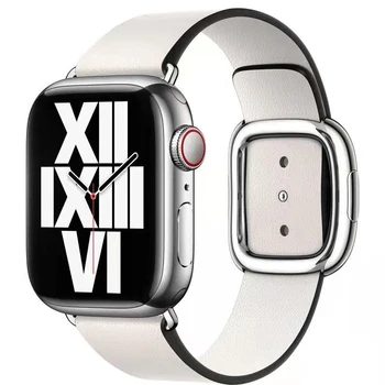 Moderno, cinto de fivela Para a Apple faixa de Relógio de 45mm 41mmm 44mm/40m 42mm/38mm correa, bracelete de Couro de iwatch série 5 4 3 6 SE 7 correia