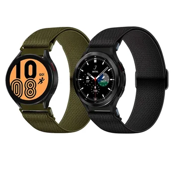 Nylon Solo Alça de Laço Para Samsung Galaxy Watch4 40mm 44mm faixa de Tecido Elástico para Watch4 clássico 46mm 42mm pulseira Watchbands