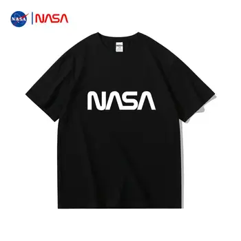 A NASA Verão de Homens Letra Impressa Casual Manga Curta em torno do Pescoço T-Shirt