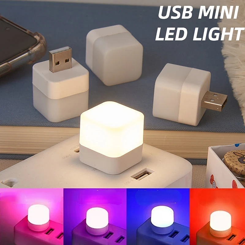 1pc Plug USB Lâmpada Mini Noite de Luz, Computador de Alimentação Móvel de Carregamento Pequeno Livro de Lâmpadas de LED de Proteção para os Olhos Praça Luz de Leitura